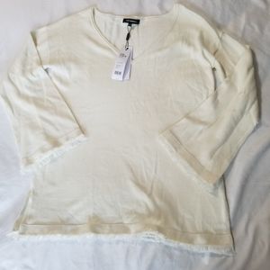 V-neck cardigan pullover sweater with fringe